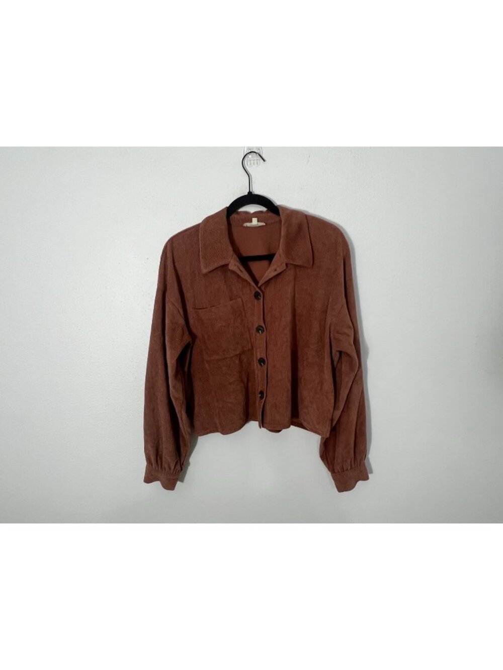 MADEWELL Women's Knit Corduroy Crop Shirt-Jacket Collared Long Sleeve Medium